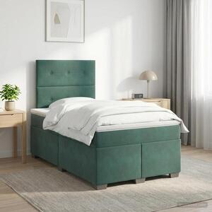 Imagine vidaXL Pat boxspring cu saltea Verde închis 120 x 190 cm Catifea