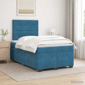 Imagine vidaXL Pat boxspring cu saltea albastru 120 x 190 cm Catifea