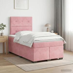 Imagine vidaXL Pat boxspring cu saltea cu headboard Roz 120 x 190 cm Catifea