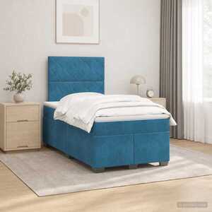 Imagine vidaXL Pat boxspring cu saltea albastru 120 x 190 cm Catifea