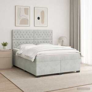 Imagine vidaXL Pat boxspring cu saltea Gri deschis 140 x 190 cm Catifea