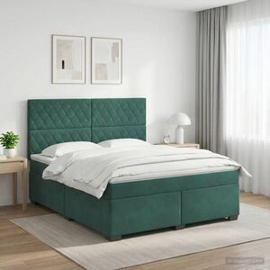 Imagine vidaXL Pat boxspring cu saltea Verde închis 140 x 190 cm Catifea