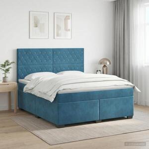 Imagine vidaXL Pat boxspring cu saltea albastru 140 x 190 cm Catifea