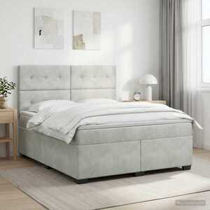 Imagine vidaXL Pat boxspring cu saltea Gri deschis 140 x 190 cm Catifea