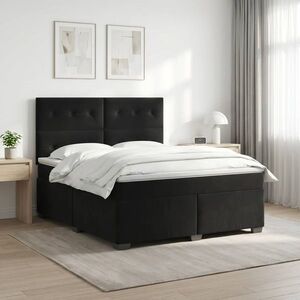 Imagine vidaXL Pat boxspring cu saltea cu headboard Negru 140 x 190 cm Catifea