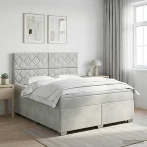 Imagine vidaXL Pat boxspring cu saltea Gri deschis 140 x 190 cm Catifea