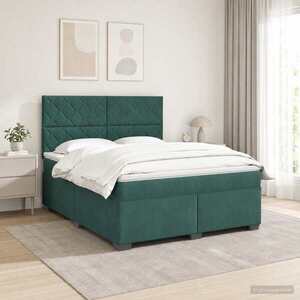 Imagine vidaXL Pat boxspring cu saltea Verde închis 140 x 190 cm Catifea