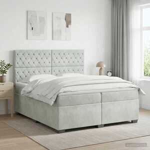 Imagine vidaXL Pat boxspring cu saltea Gri deschis 200 x 200 cm Catifea