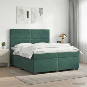 Imagine vidaXL Pat boxspring cu saltea Verde închis 200 x 200 cm Catifea