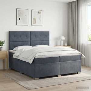 Imagine vidaXL Pat boxspring cu saltea Gri închis 200 x 200 cm Catifea