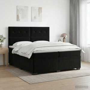 Imagine vidaXL Pat boxspring cu saltea cu headboard Negru 200 x 200 cm Catifea