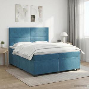 Imagine vidaXL Pat boxspring cu saltea albastru 200 x 200 cm Catifea