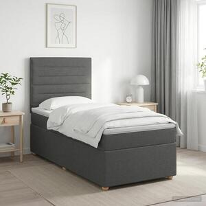 Imagine vidaXL Pat boxspring cu saltea Gri închis 80 x 200 cm Țesătură