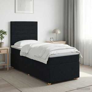 Imagine vidaXL Pat boxspring cu saltea cu headboard Negru 80 x 200 cm Țesătură