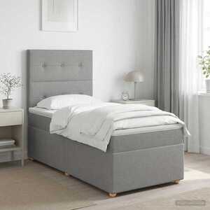 Imagine vidaXL Pat boxspring cu saltea Gri deschis 80 x 200 cm Țesătură