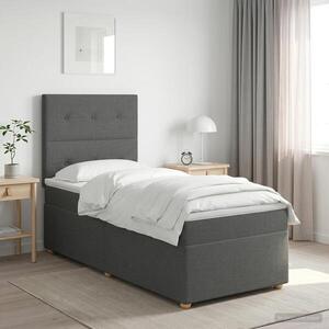 Imagine vidaXL Pat boxspring cu saltea Gri închis 80 x 200 cm Țesătură