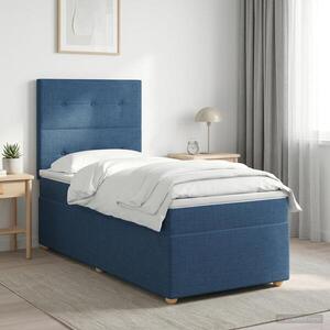 Imagine vidaXL Pat boxspring cu saltea albastru 80 x 200 cm Țesătură