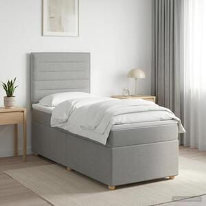 Imagine vidaXL Pat boxspring cu saltea Gri deschis 100 x 200 cm Țesătură
