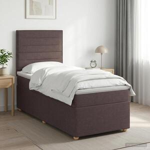 Imagine vidaXL Pat boxspring cu saltea Maro închis 100 x 200 cm Țesătură