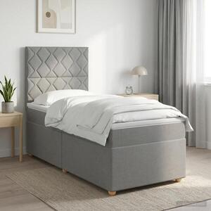 Imagine vidaXL Pat boxspring cu saltea Gri deschis 100 x 200 cm Țesătură