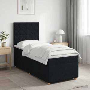 Imagine vidaXL Pat boxspring cu saltea Negru 100 x 200 cm Țesătură