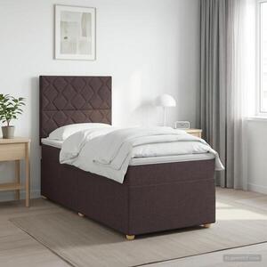 Imagine vidaXL Pat boxspring cu saltea Maro închis 100 x 200 cm Țesătură