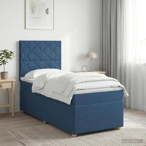 Imagine vidaXL Pat boxspring cu saltea albastru 100 x 200 cm Țesătură