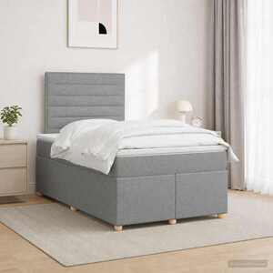 Imagine vidaXL Pat boxspring cu saltea Gri deschis 120 x 190 cm Țesătură