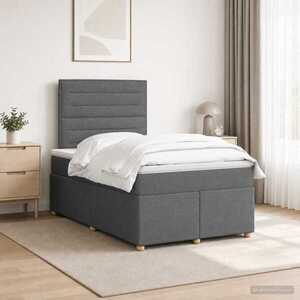 Imagine vidaXL Pat boxspring cu saltea Gri închis 120 x 190 cm Țesătură