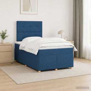 Imagine vidaXL Pat boxspring cu saltea albastru 120 x 190 cm Țesătură