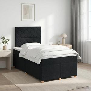 Imagine vidaXL Pat boxspring cu saltea Negru 120 x 190 cm Țesătură