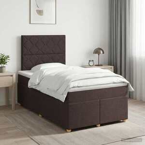 Imagine vidaXL Pat boxspring cu saltea Maro închis 120 x 190 cm Țesătură