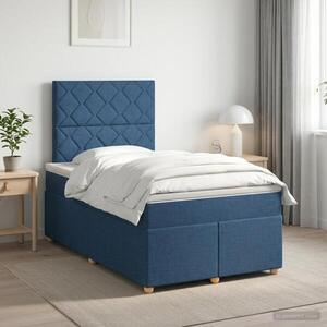 Imagine vidaXL Pat boxspring cu saltea albastru 120 x 190 cm Țesătură