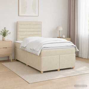 Imagine vidaXL Pat boxspring cu saltea Maro închis 120 x 200 cm Țesătură