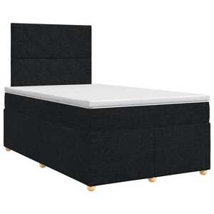 Imagine vidaXL Pat boxspring cu saltea Negru 120 x 200 cm Țesătură