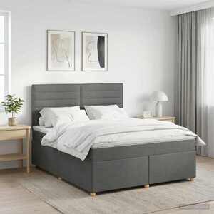Imagine vidaXL Pat boxspring cu saltea Gri închis 140 x 190 cm Țesătură