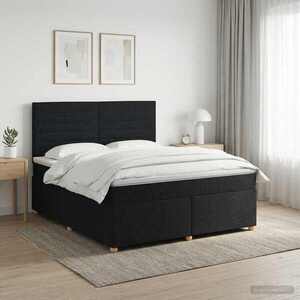 Imagine vidaXL Pat boxspring cu saltea Negru 140 x 190 cm Țesătură