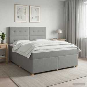 Imagine vidaXL Pat boxspring cu saltea Gri deschis 140 x 190 cm Țesătură