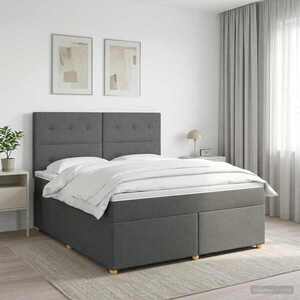 Imagine vidaXL Pat boxspring cu saltea Gri închis 140 x 190 cm Țesătură