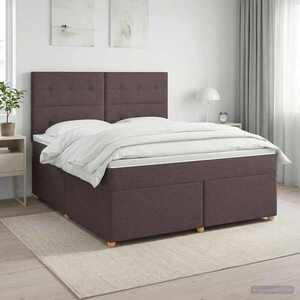 Imagine vidaXL Pat boxspring cu saltea Maro închis 140 x 190 cm Țesătură