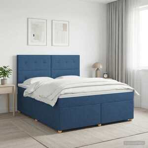 Imagine vidaXL Pat boxspring cu saltea albastru 140 x 190 cm Țesătură
