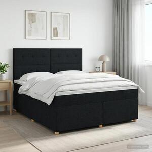Imagine vidaXL Pat boxspring cu saltea Negru 160 x 200 cm Țesătură