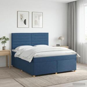 Imagine vidaXL Pat boxspring cu saltea albastru 180 x 200 cm Țesătură