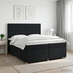 Imagine vidaXL Pat boxspring cu saltea Negru 200 x 200 cm Țesătură