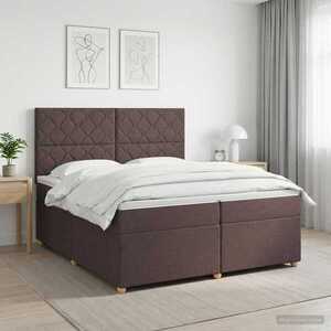 Imagine vidaXL Pat boxspring cu saltea Maro închis 200 x 200 cm Țesătură
