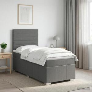 Imagine vidaXL Pat boxspring cu saltea Gri închis 80 x 200 cm Țesătură