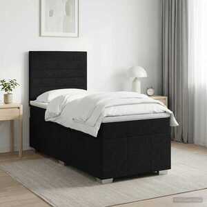 Imagine vidaXL Pat boxspring cu saltea cu headboard Negru 80 x 200 cm Țesătură