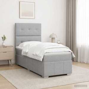 Imagine vidaXL Pat boxspring cu saltea Gri deschis 80 x 200 cm Țesătură
