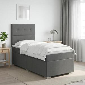 Imagine vidaXL Pat boxspring cu saltea Gri închis 80 x 200 cm Țesătură