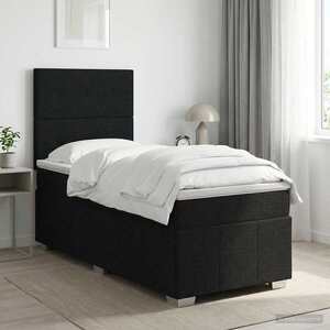Imagine vidaXL Pat boxspring cu saltea cu headboard Negru 80 x 200 cm Țesătură